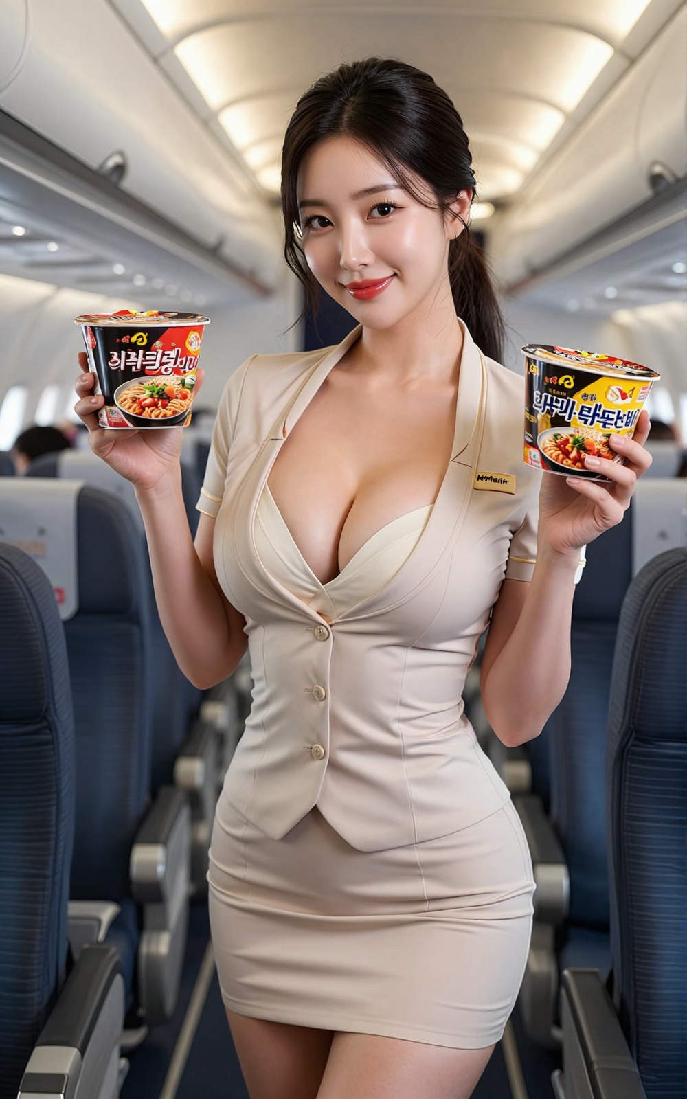 Image of a Korean woman Actual Photo: 2.0,  "A beautiful Korean woman boasting an hourglass figure,  round and voluptuous...