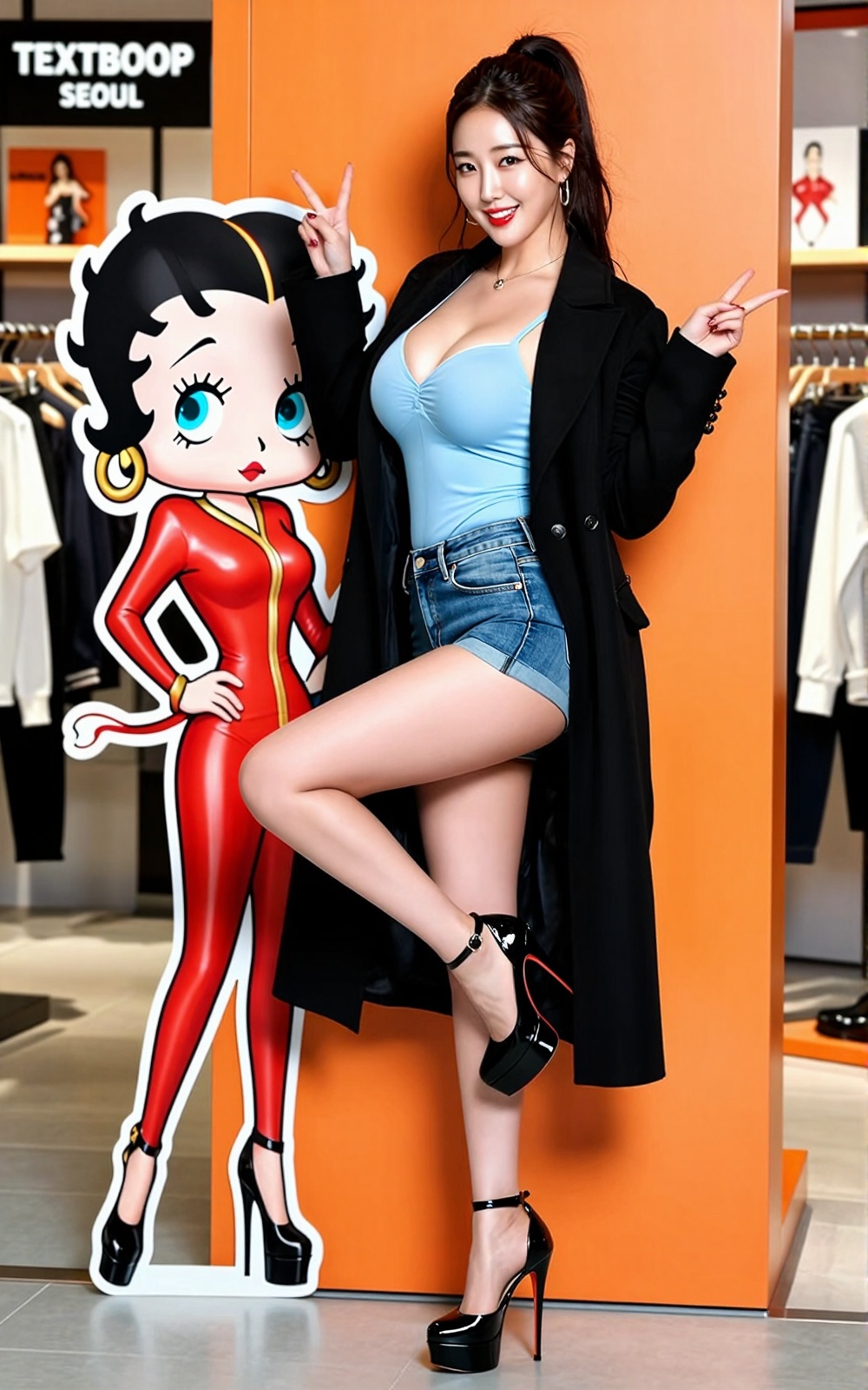 Image of a Korean woman Actual Photo: 2.0,  "A beautiful Korean woman boasting an hourglass figure,  round and voluptuous...