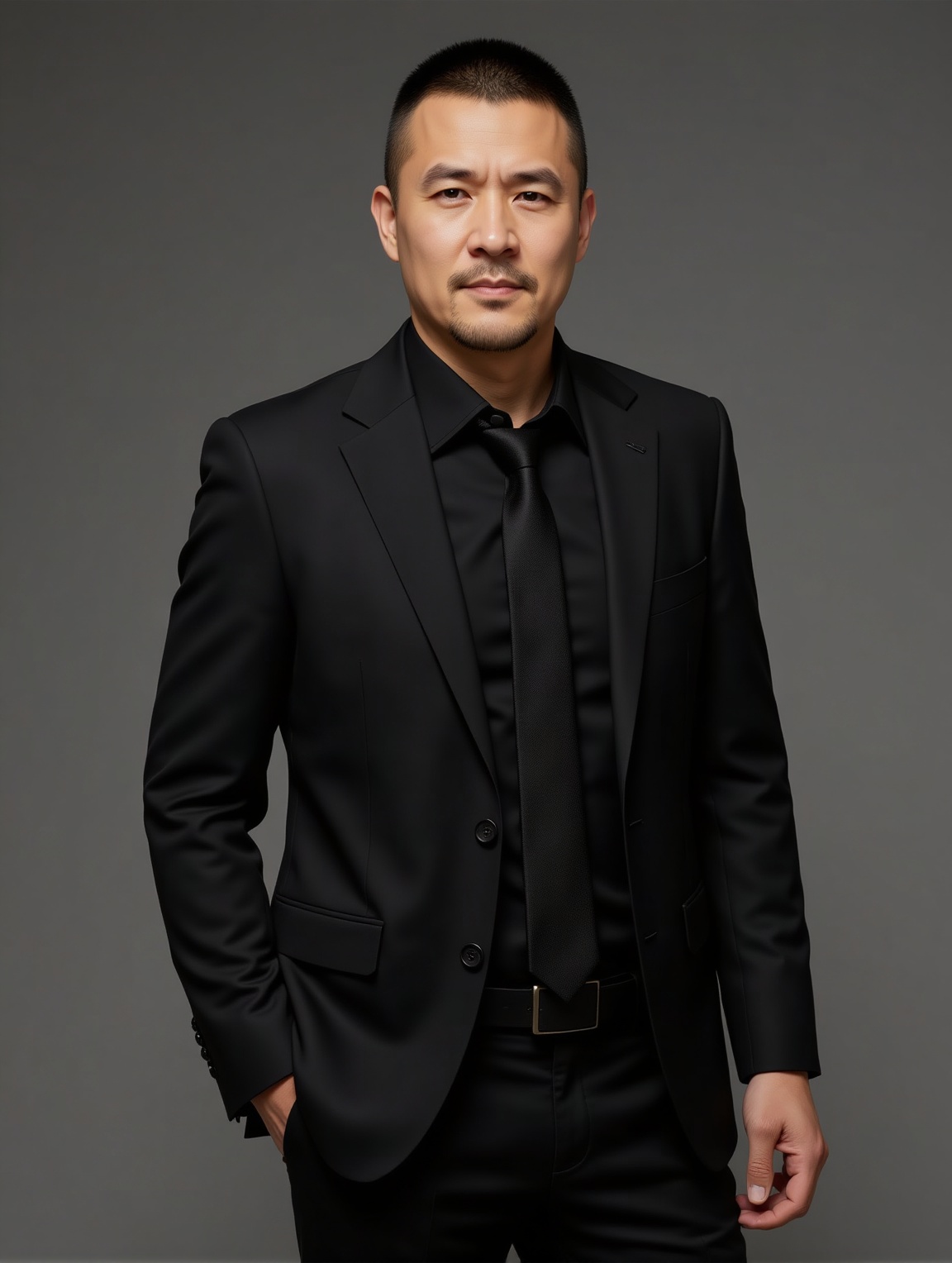 nsjs,  A man is wearing a black suit and wearing a black shirt,  a black tie by 一起旅行 on Tensor.Art