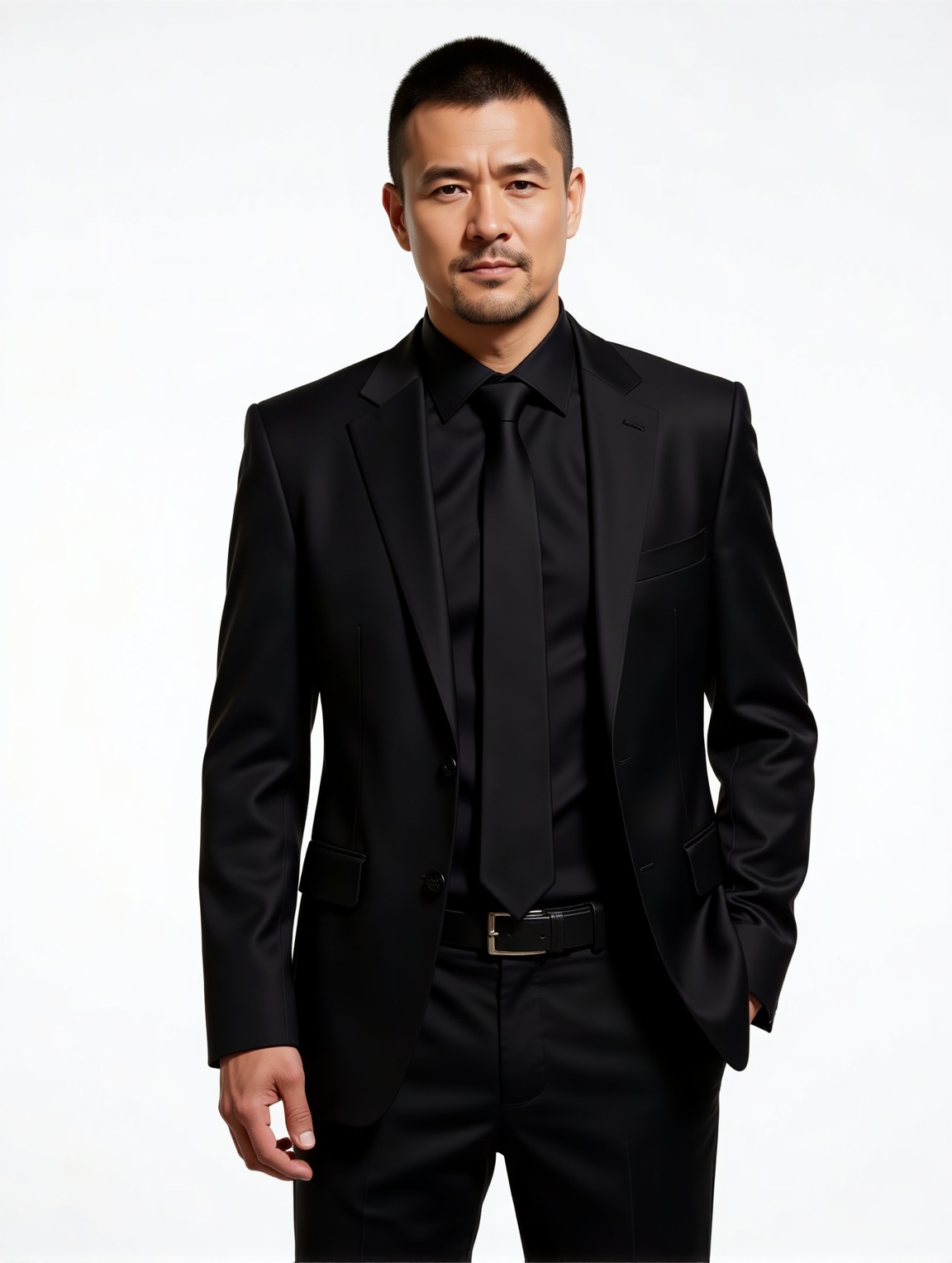 nsjs,  A man is wearing a black suit and wearing a black shirt,  a black tie by 一起旅行 on Tensor.Art