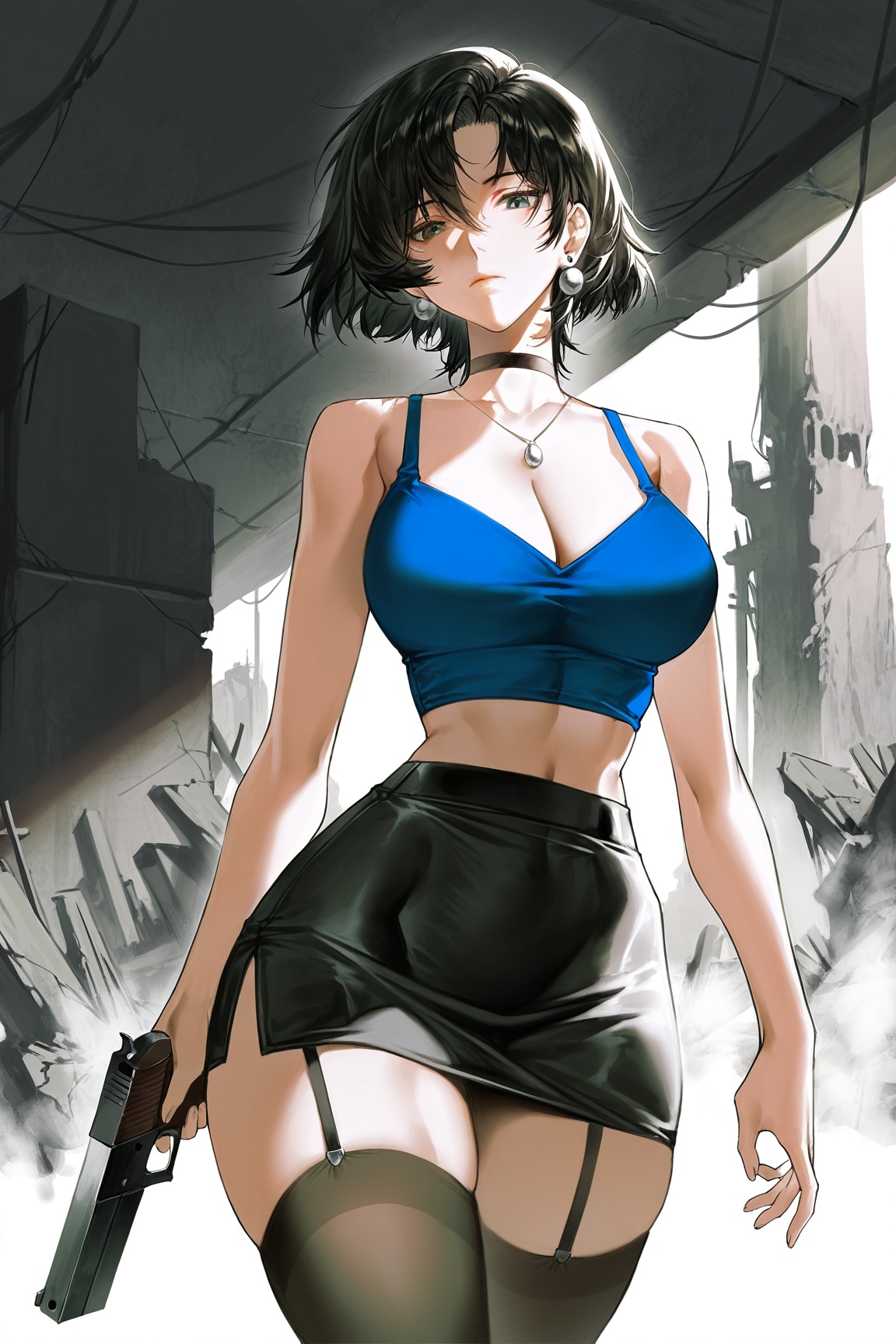 1woman,  short hair,  skirt on Tensor.Art