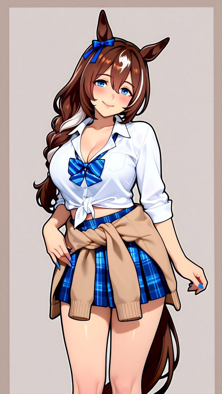 ear bow,  white hair,  striped bowtie on Tensor.Art