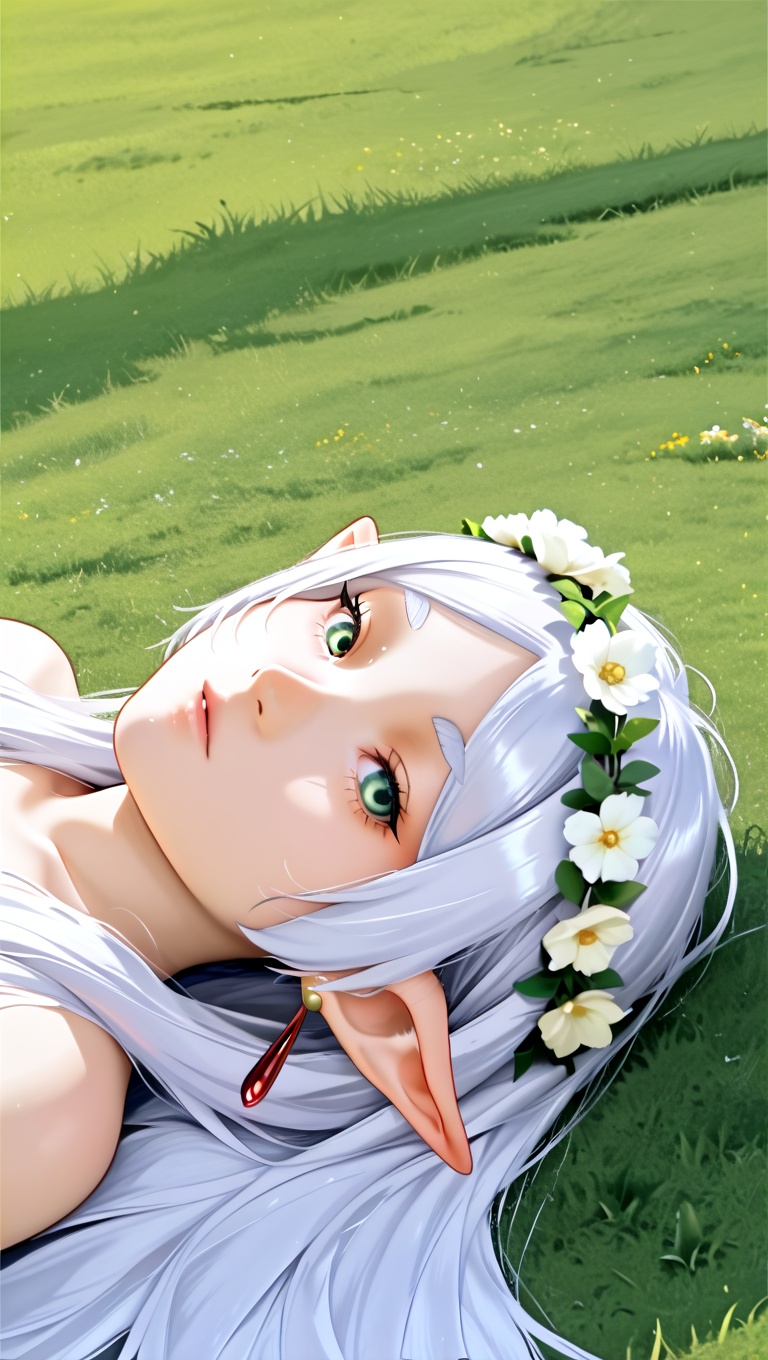 grass,  head wreath,  solo on Tensor.Art