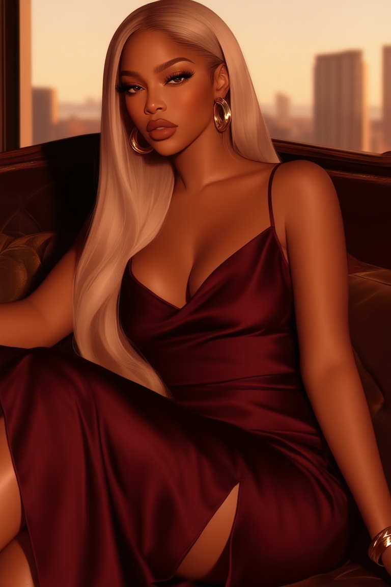portrait of a beautiful ((black women)),  ((black flawless skin)),  ((curvy)) soft blush on Tensor.Art