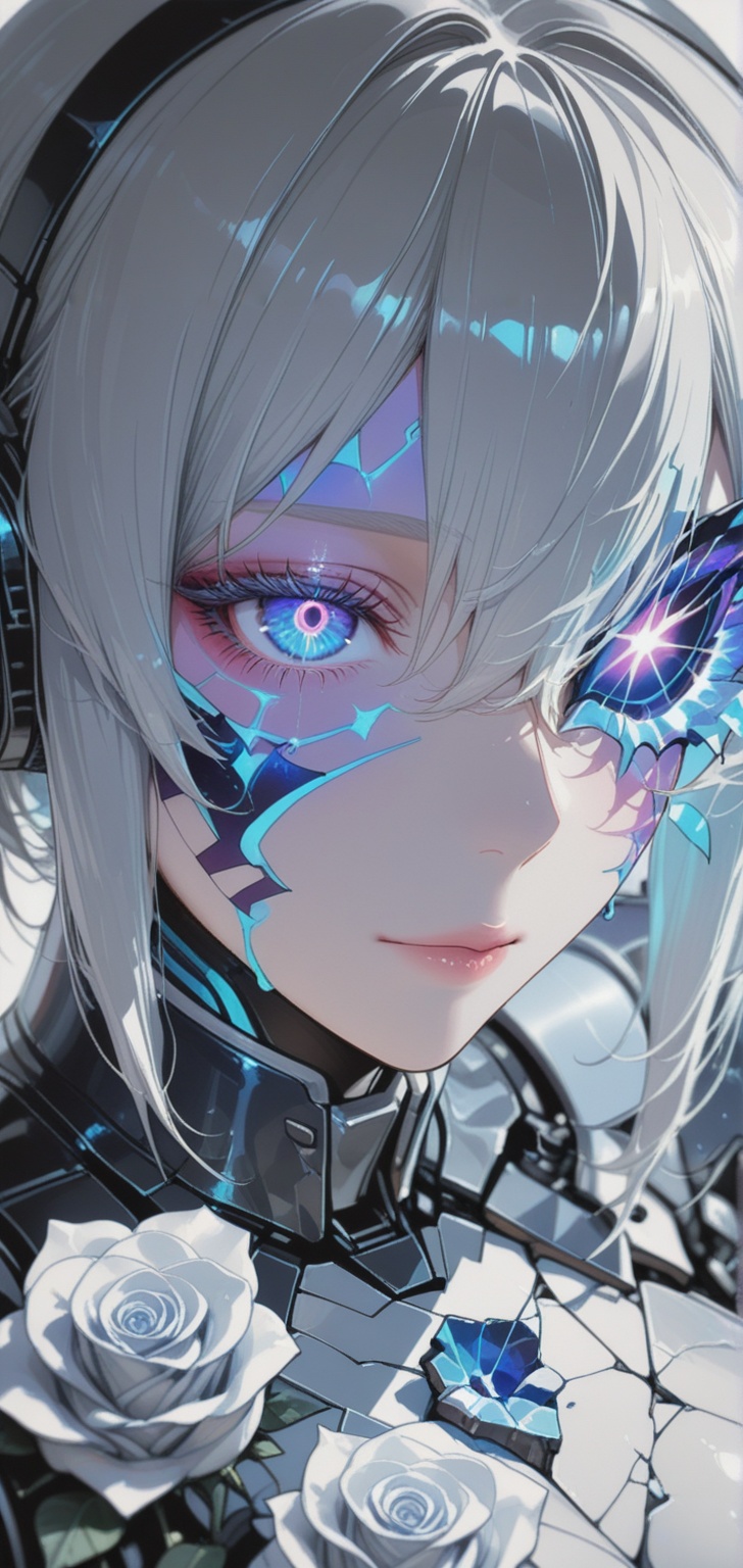 Death of a beautiful humanoid female,  close up of a broken android,  digital art on Tensor.Art