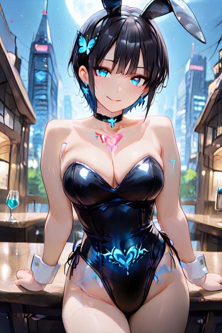 (BLACK Beautiful bunny girl) (Top quality,  masterpiece,  high quality) 1 person on Tensor.Art