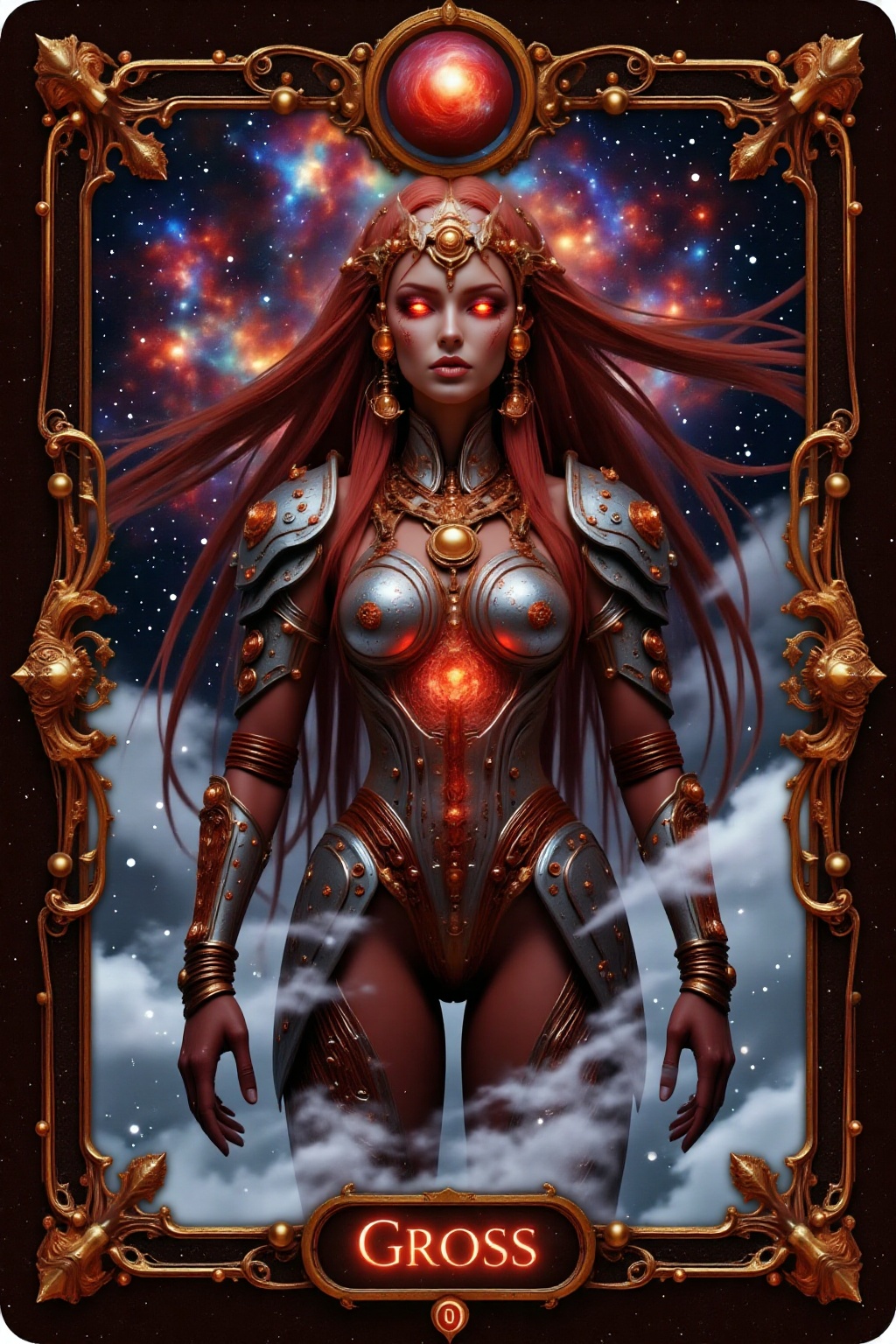 Score_9,  a tarot card depicting the evil alien god Gross. The card name "Gross" appears at the bottom of the card,  with...