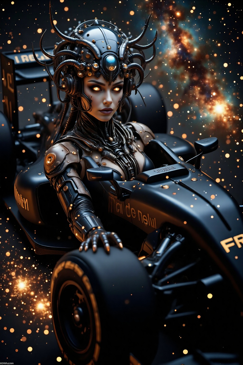 Top quality. Inspiration: F1,  Formula One,  livery. Close-up: An alien woman on Tensor.Art