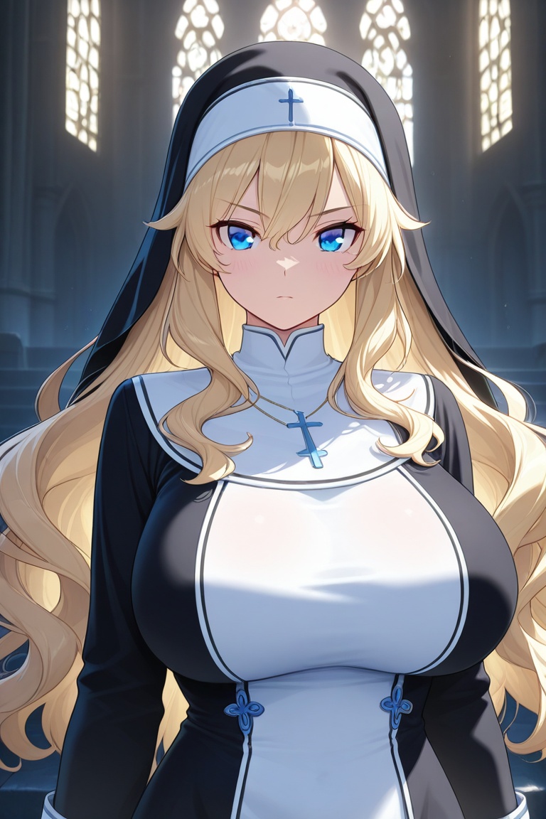 Beautiful nun,  A nun with a beautiful bust line on Tensor.Art
