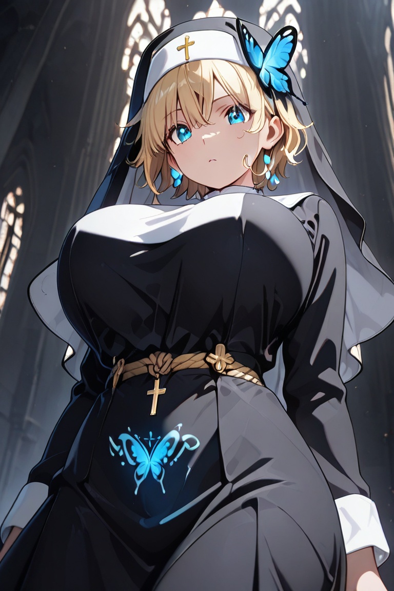 Beautiful nun,  A nun with a beautiful bust line,  Beautiful breasts on Tensor.Art