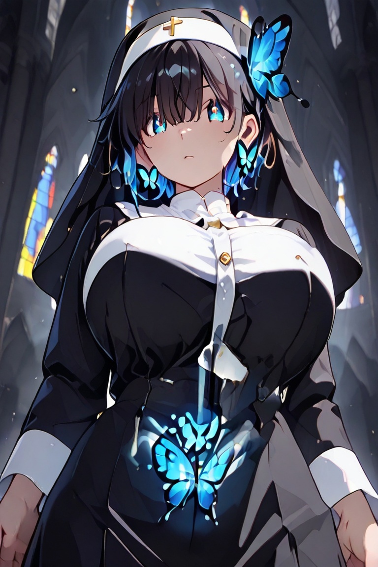 Beautiful nun,  A nun with a beautiful bust line,  Beautiful breasts on Tensor.Art