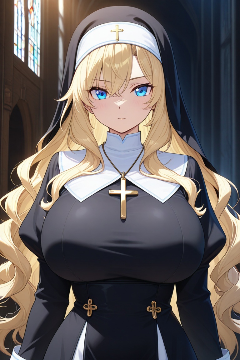 Beautiful nun,  A nun with a beautiful bust line on Tensor.Art