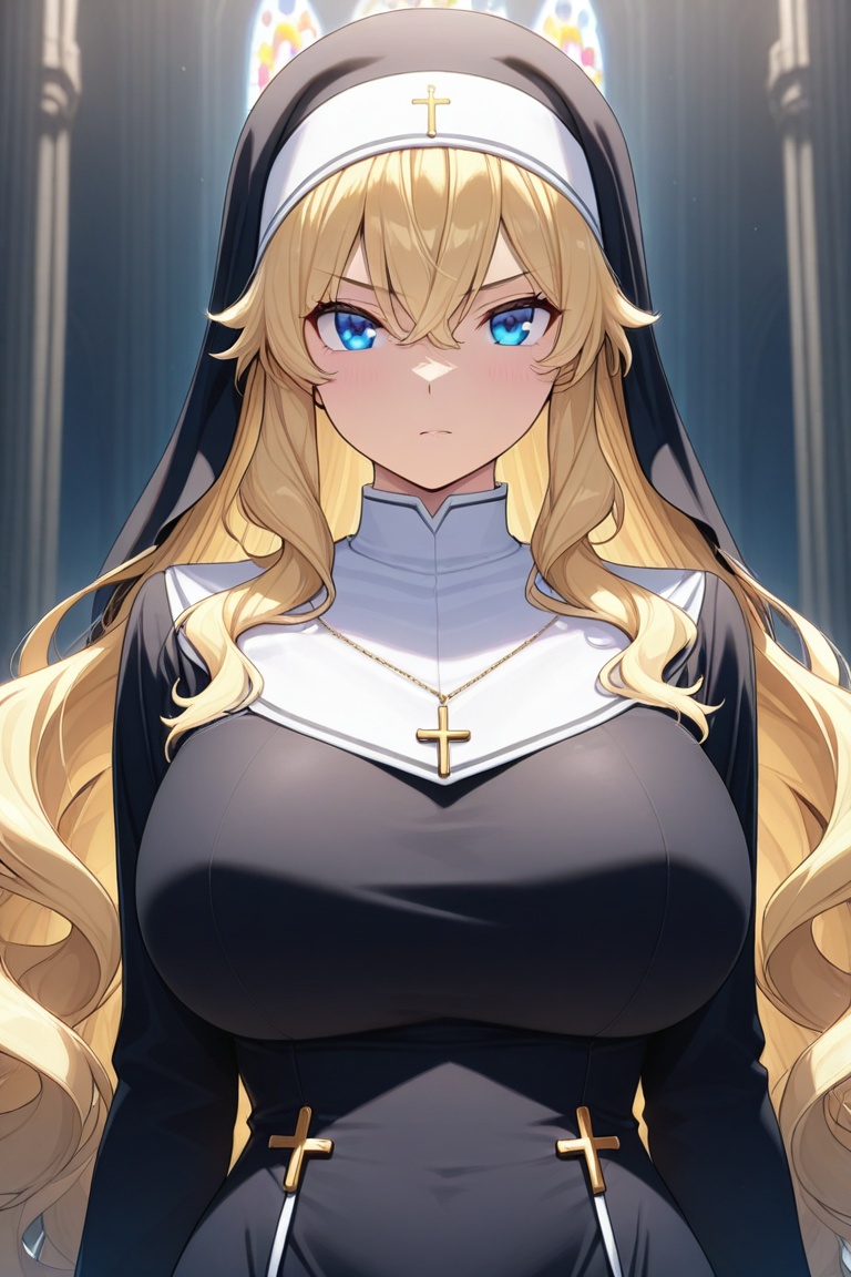 Beautiful nun,  A nun with a beautiful bust line on Tensor.Art