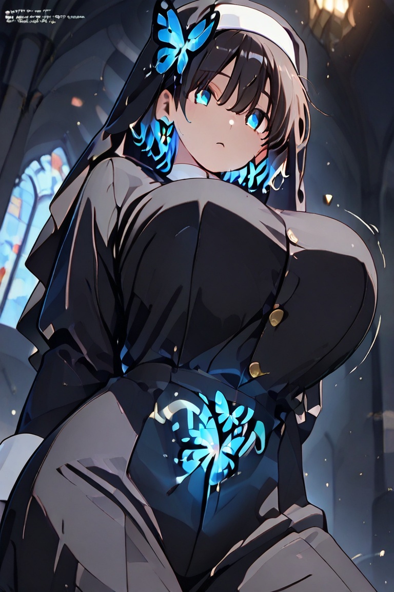 Beautiful nun,  A nun with a beautiful bust line,  Beautiful breasts on Tensor.Art