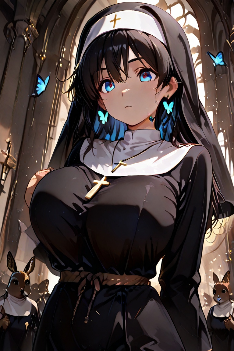 Kiyoka-chan,  blue glowing earrings,  tattoo on clothing on Tensor.Art