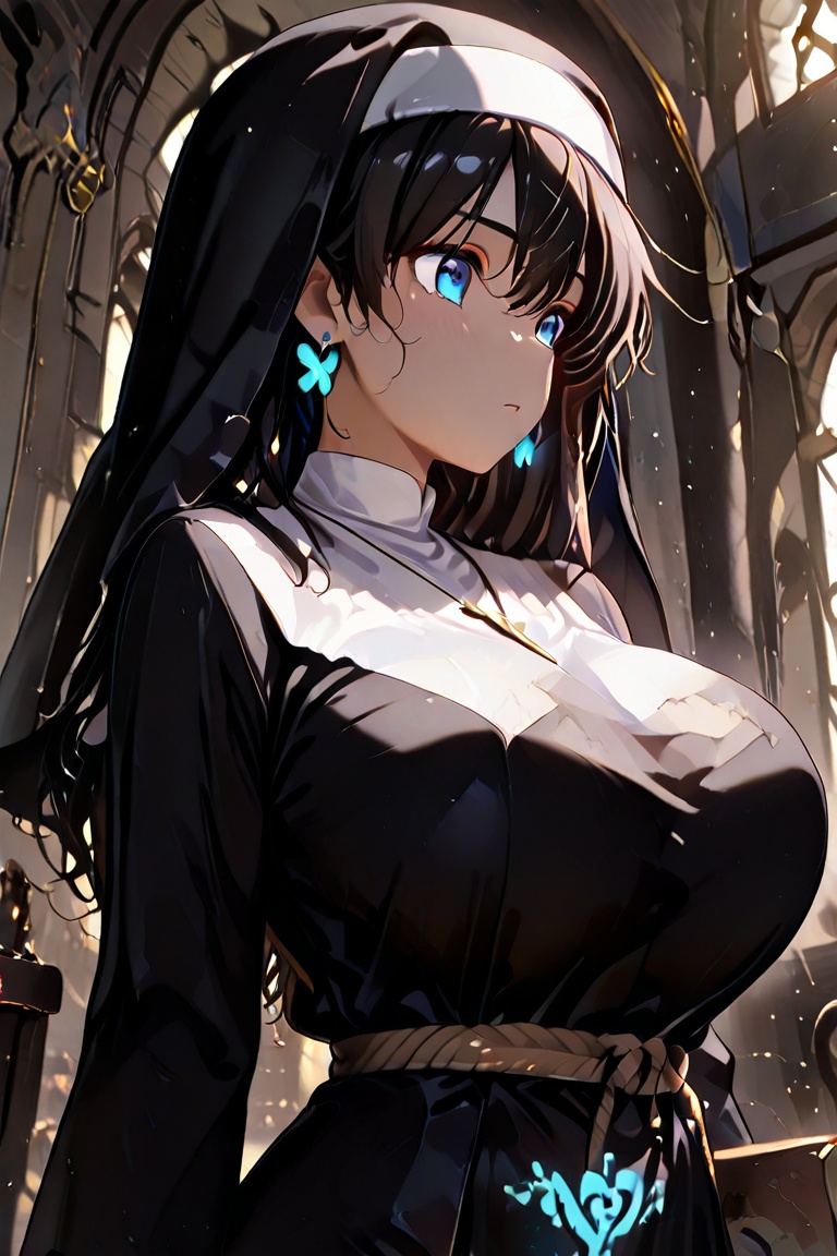 Kiyoka-chan,  blue glowing earrings,  tattoo on clothing on Tensor.Art