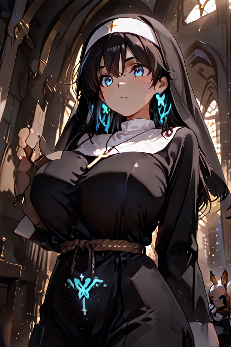 Kiyoka-chan,  blue glowing earrings,  tattoo on clothing on Tensor.Art