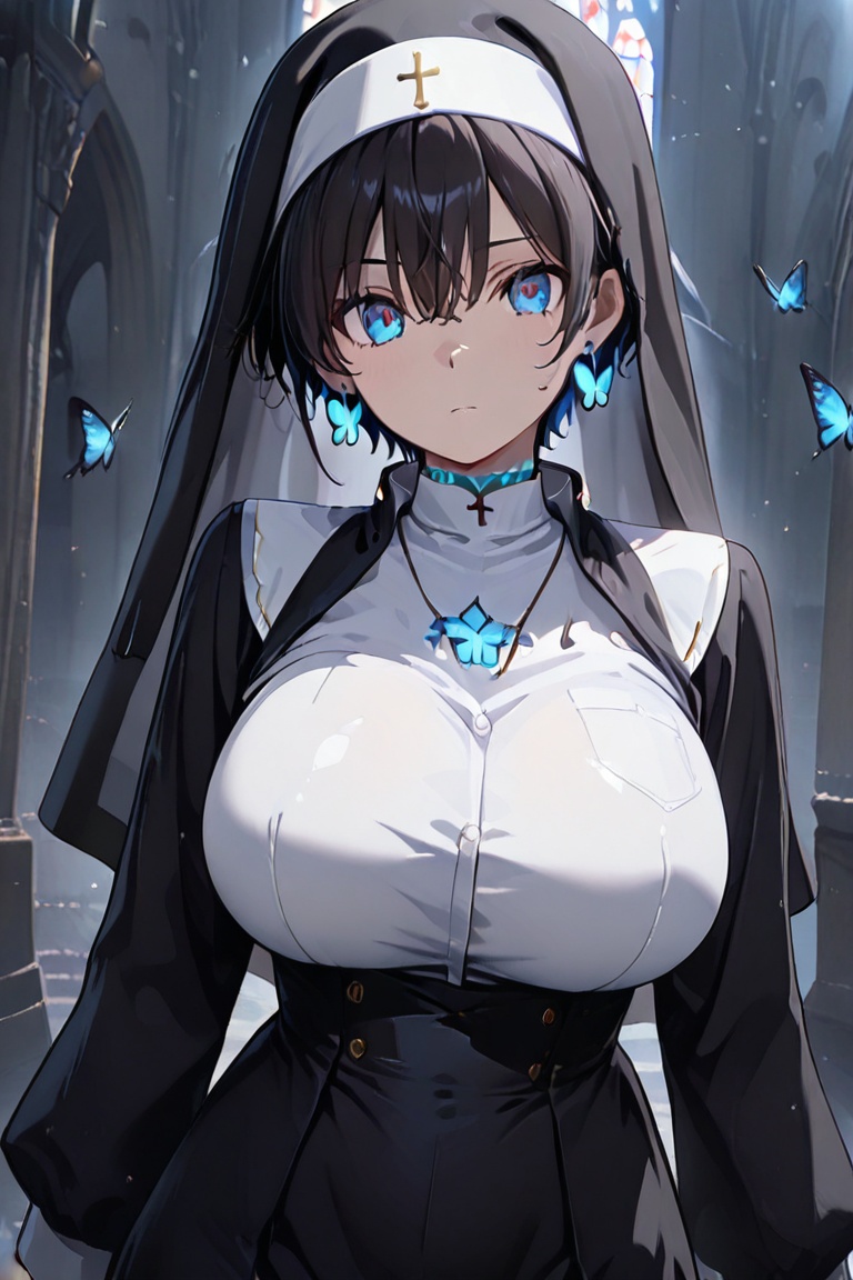 Kiyoka-chan,  blue glowing earrings,  tattoo on clothing on Tensor.Art