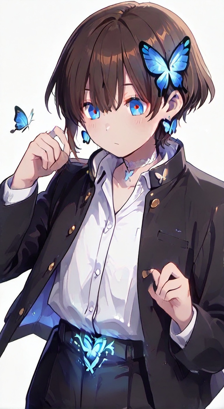 A Cute Cross-Dressing Boy,  blue cross earrings,  kiyoka_kun on Tensor.Art
