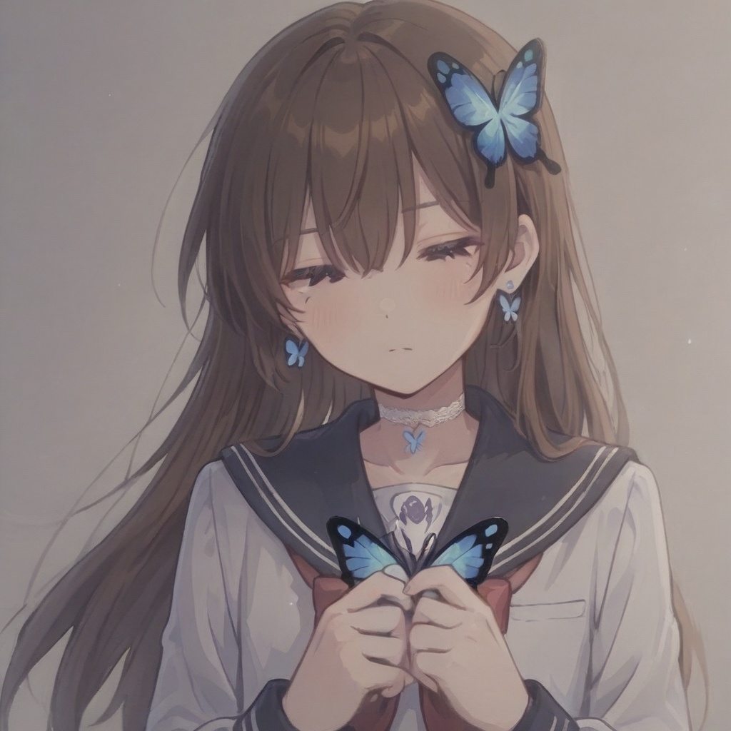A Cute Cross-Dressing Boy,  blue cross earrings,  kiyoka_kun on Tensor.Art