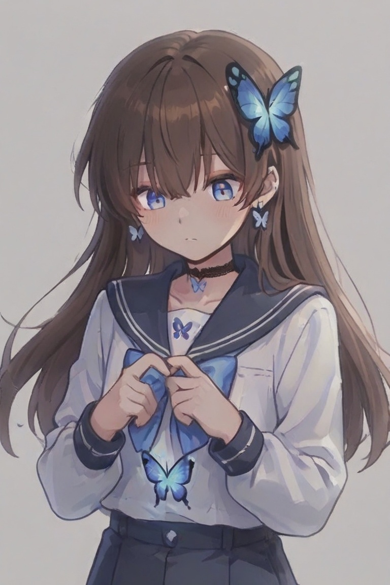 A Cute Cross-Dressing Boy,  blue cross earrings,  kiyoka_kun on Tensor.Art