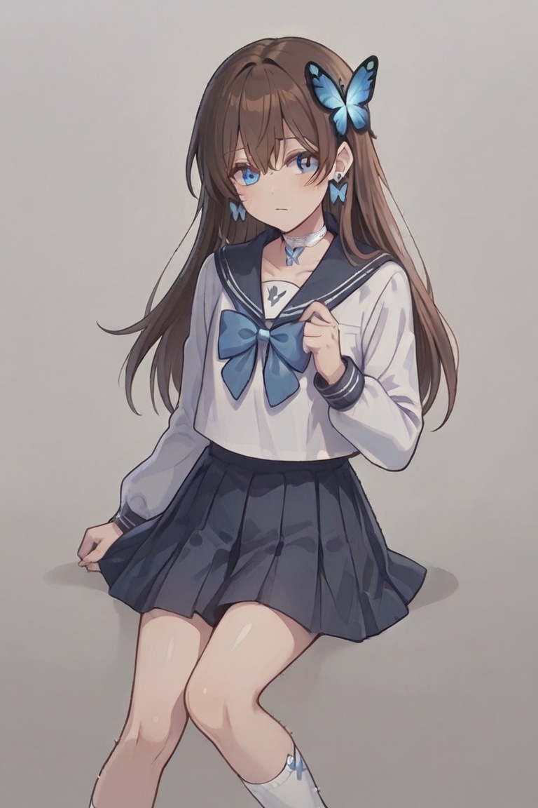 A Cute Cross-Dressing Boy,  blue cross earrings,  kiyoka_kun on Tensor.Art