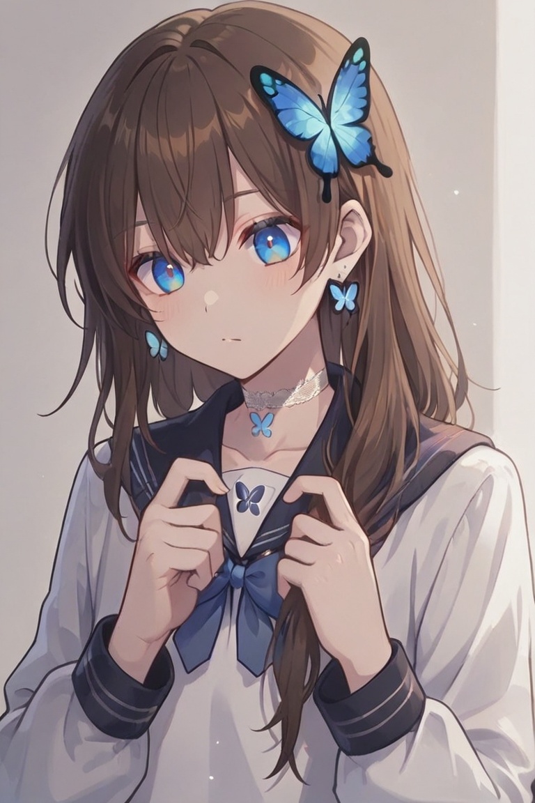 A Cute Cross-Dressing Boy,  blue cross earrings,  kiyoka_kun on Tensor.Art