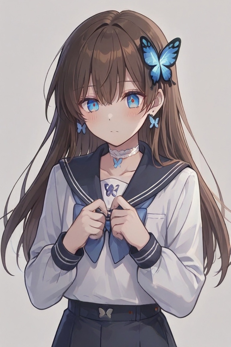 A Cute Cross-Dressing Boy,  blue cross earrings,  kiyoka_kun on Tensor.Art