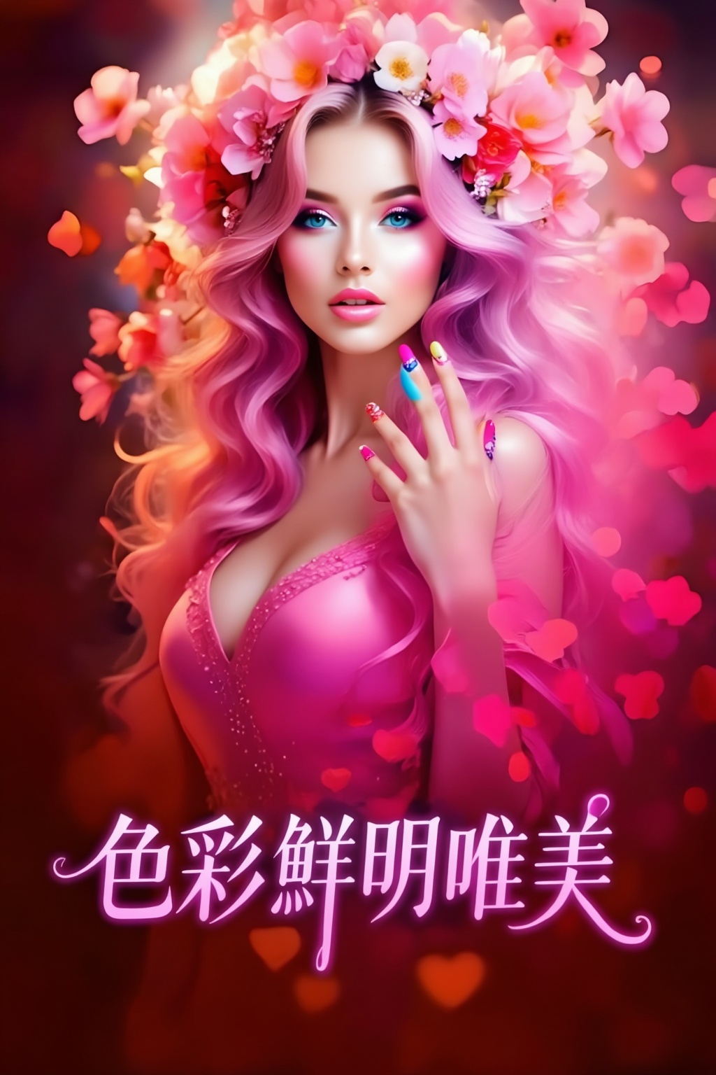 Top quality. Inspiration: Cover design. Image: A lone girl with flowing long hair,  looking at the camera,  blue eyes on T...