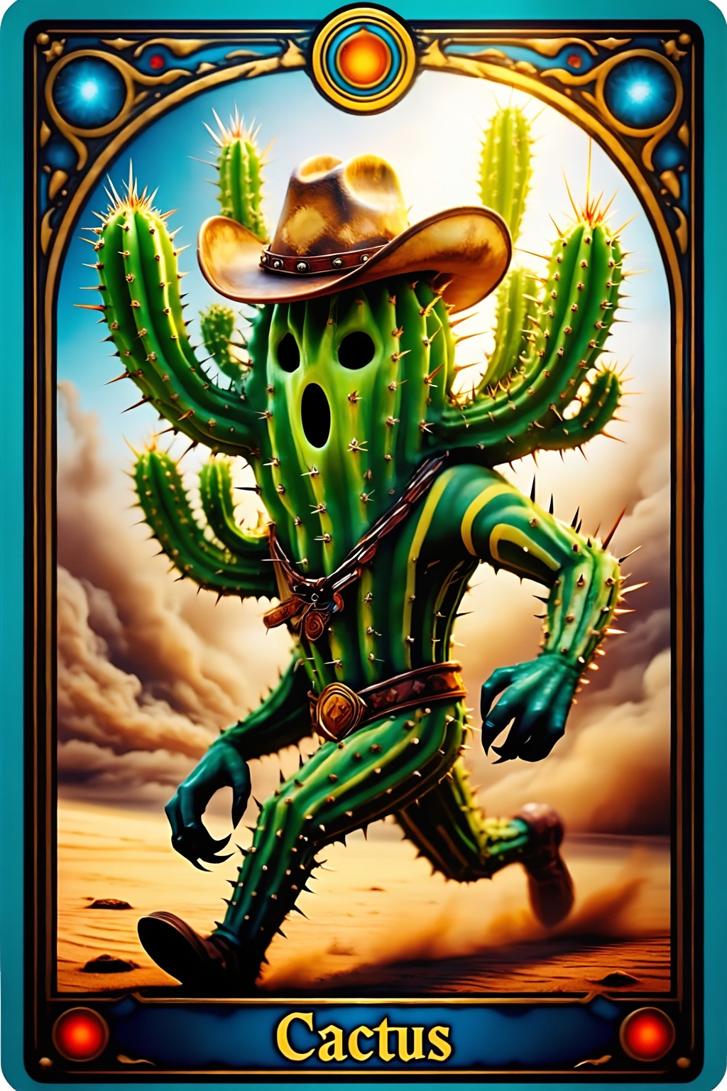 Exceptional quality,  ranked number one. Inspiration: Cactus,  a game monster. A Tarot card titled "Cactus" depicts a cact...