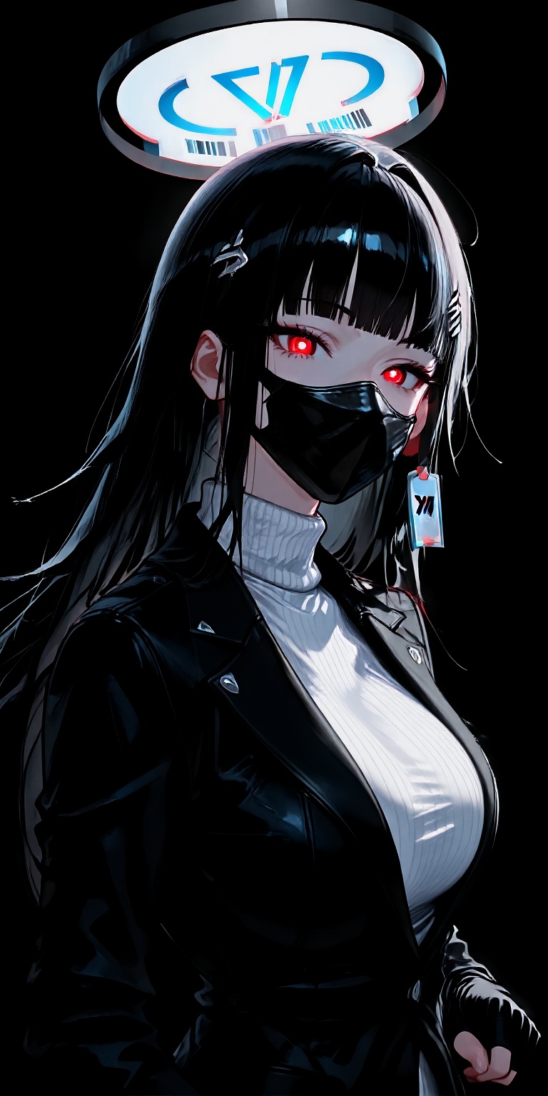 djmIx-X-xIupb,  Rio,  A highly detailed anime-inspired cinematic portrait of a solitary girl resembling Rio from Blue Arch...