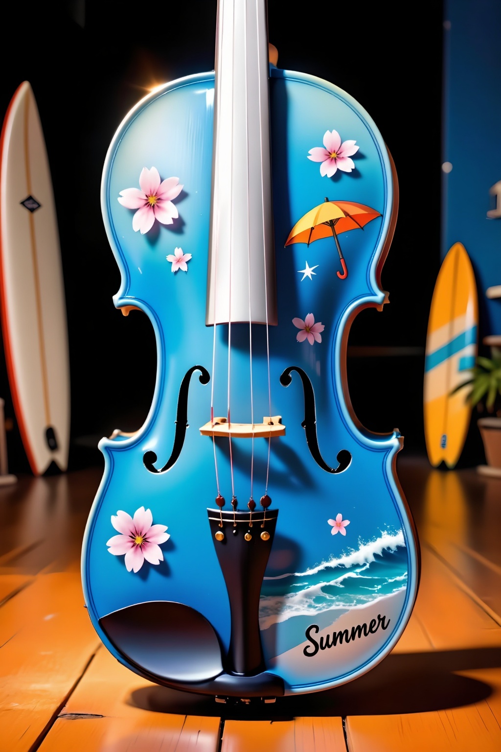 Top quality. Inspiration: Violin,  summer,  ocean on Tensor.Art