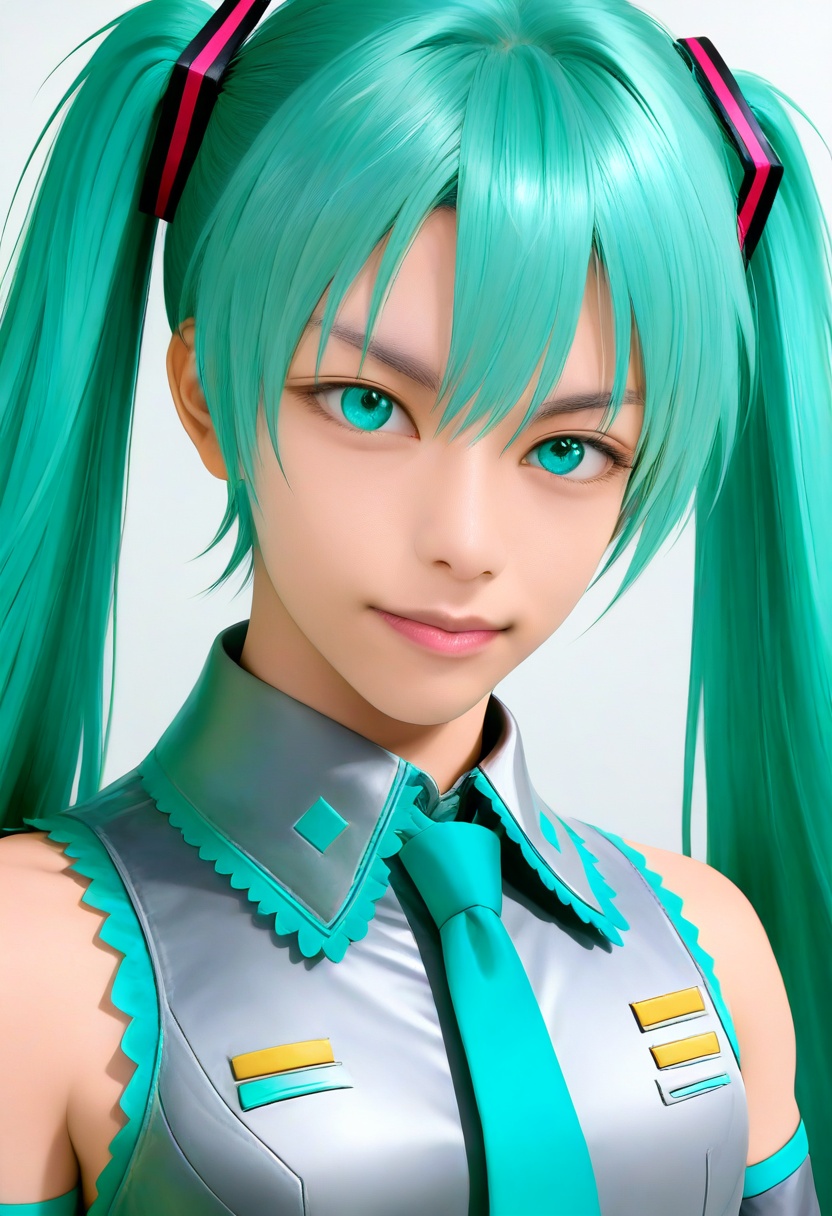 ikemen,  cosplay of hatsune miku,  realistic by SF on Tensor.Art