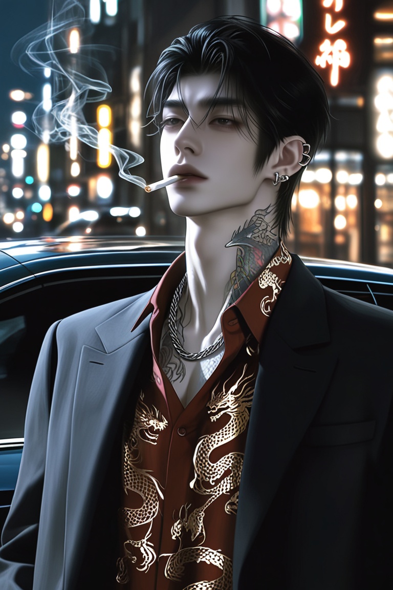 (Highly refined art style) 1male,  solo,  semi realistic young man by Aily on Tensor.Art