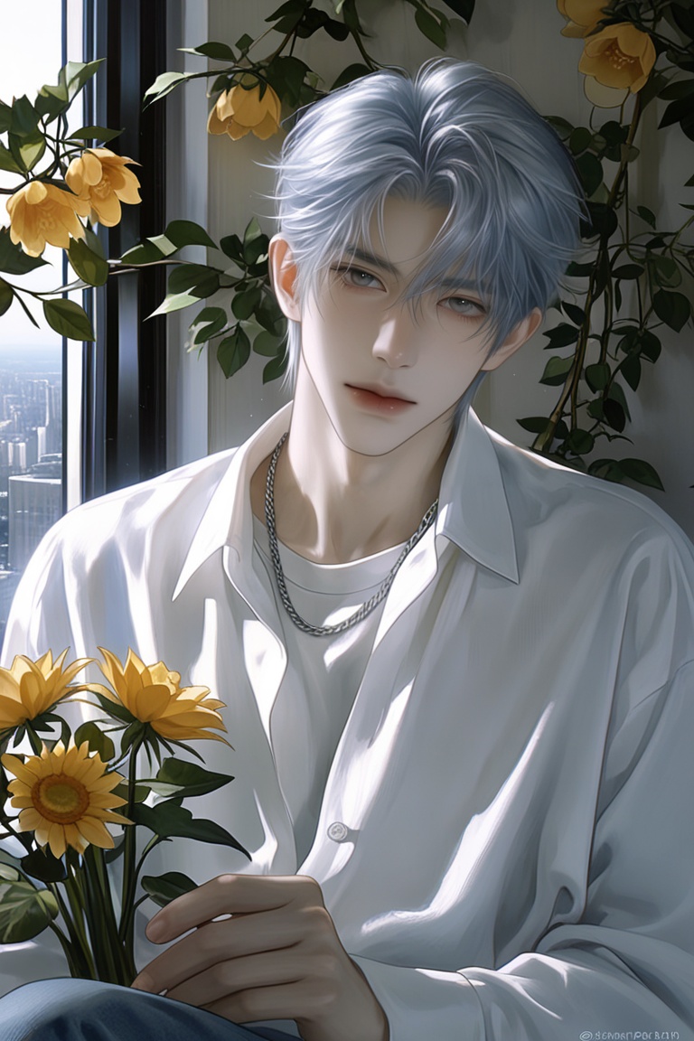 (Highly refined art style) 1male,  solo,  semi realistic young man by Aily on Tensor.Art