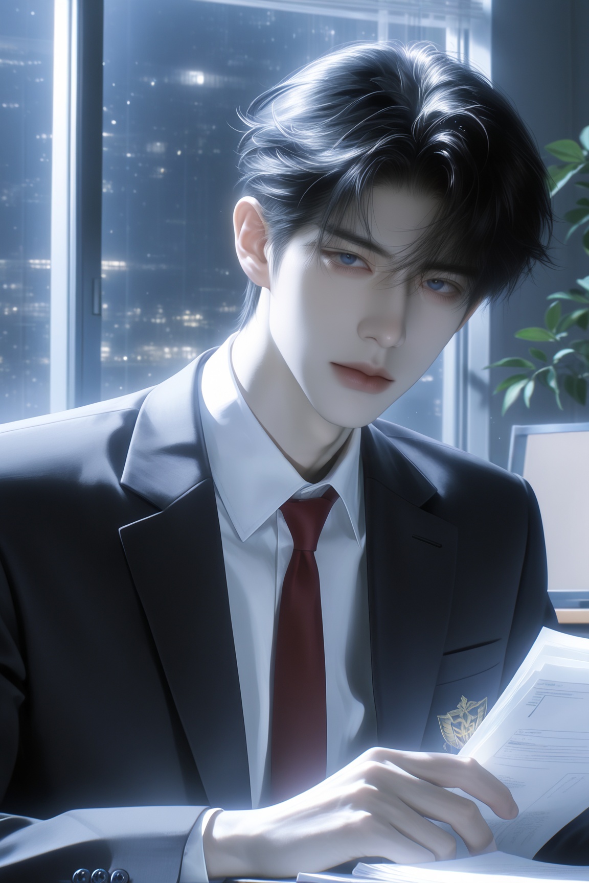 1male,  solo,  black hair by Aily on Tensor.Art