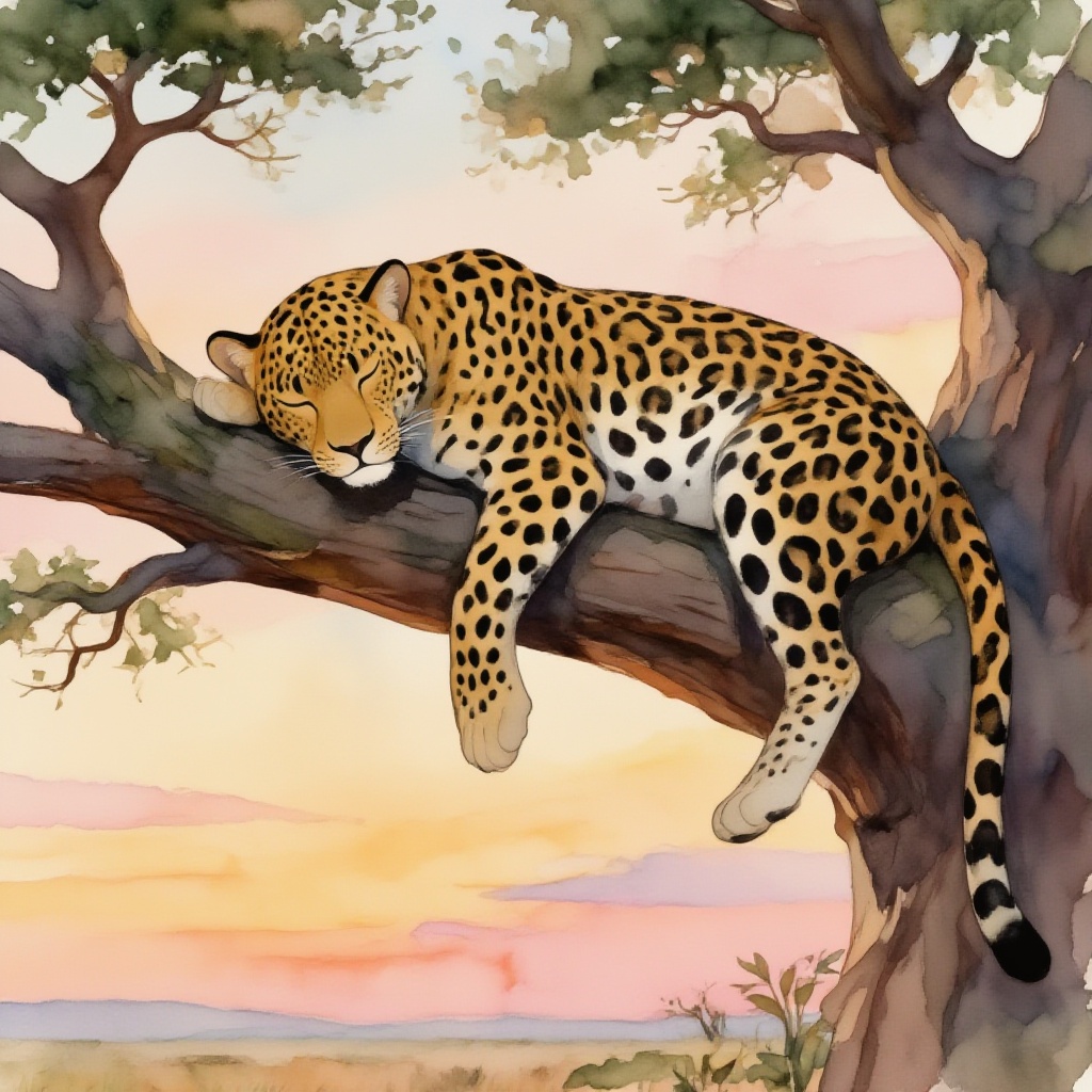 storybook illustration,  soft watercolor texture,  warm sunset pastel tones on Tensor.Art
