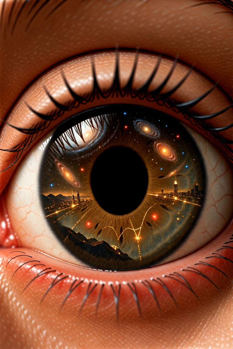 Extreme close up of a single human eye,  wide open,  calm and perfectly still on Tensor.Art