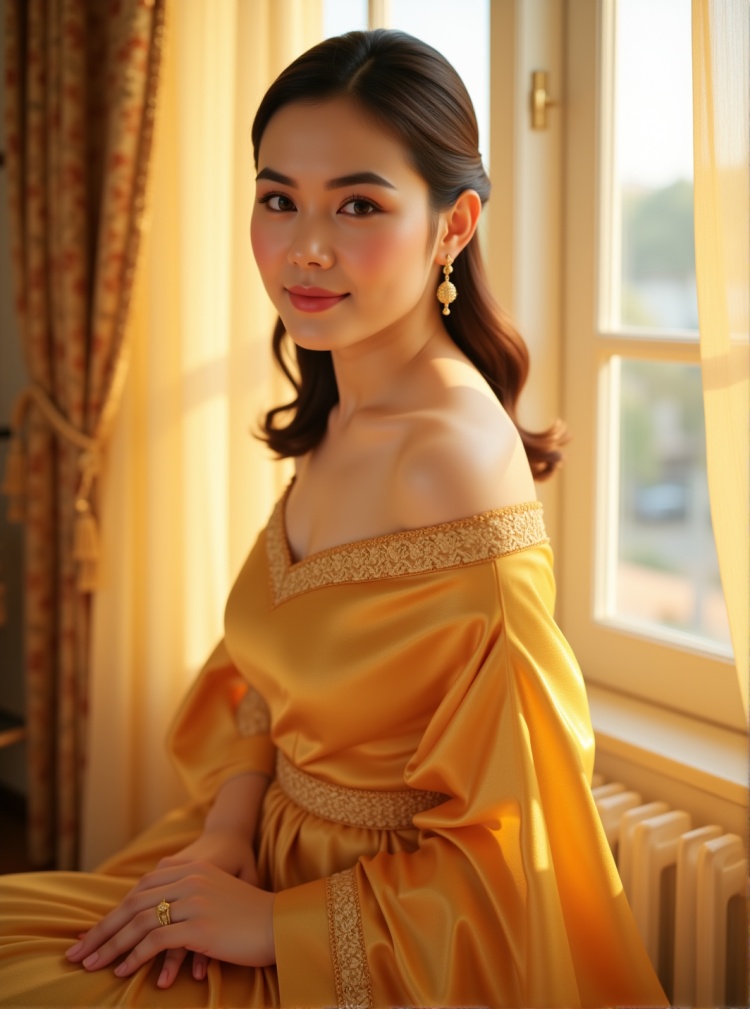 Royal Silk Muse – Ultra Photoreal Studio Portrait by Azwar Black Mask on Tensor.Art