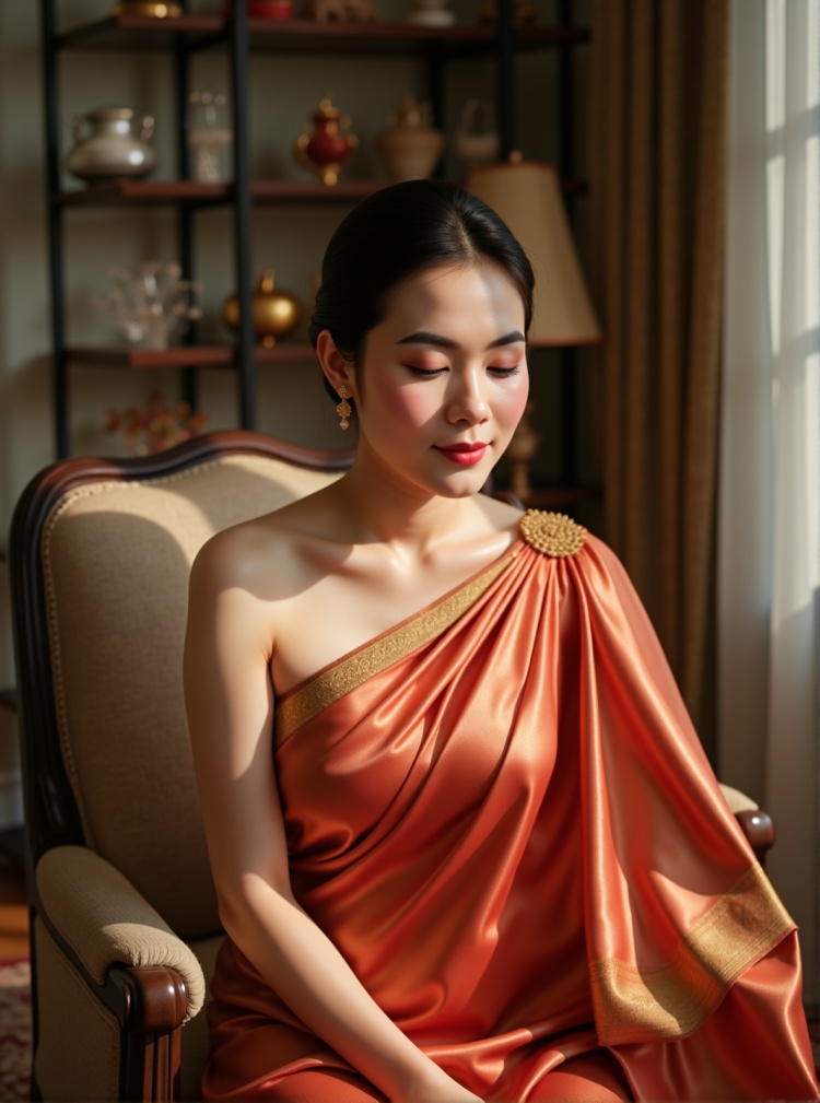 Royal Silk Muse – Ultra Photoreal Studio Portrait by Azwar Black Mask on Tensor.Art