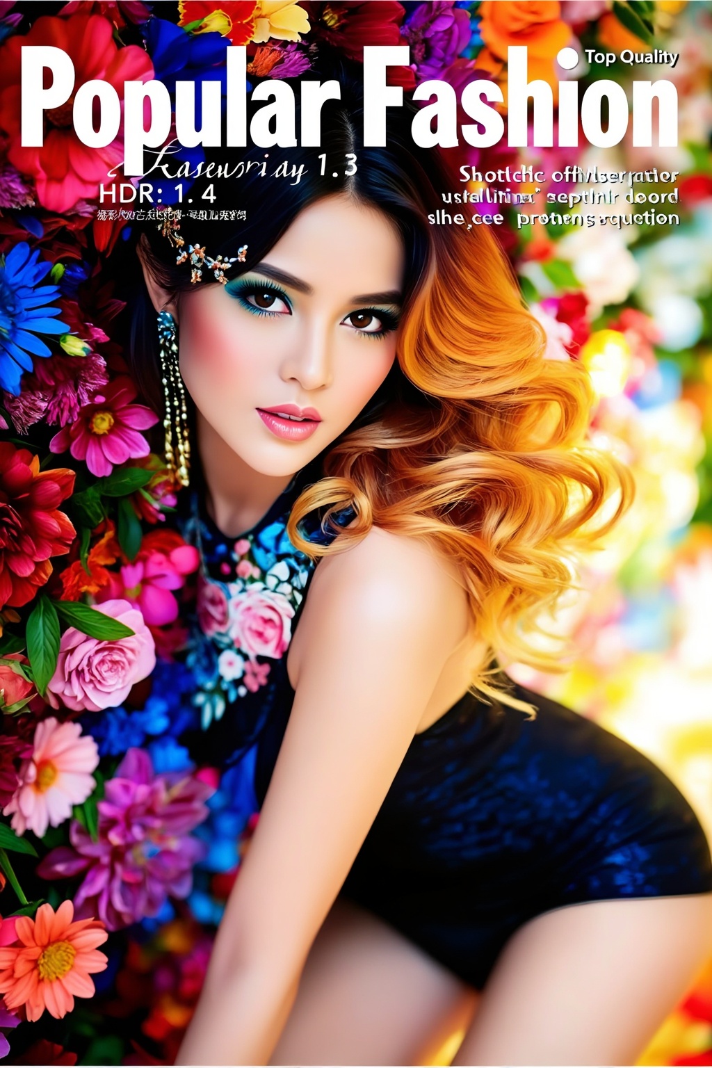 Top quality. Inspiration: Cover design. Cover: A long-haired girl gazes at the camera with deep eyes,  wearing a hair acce...