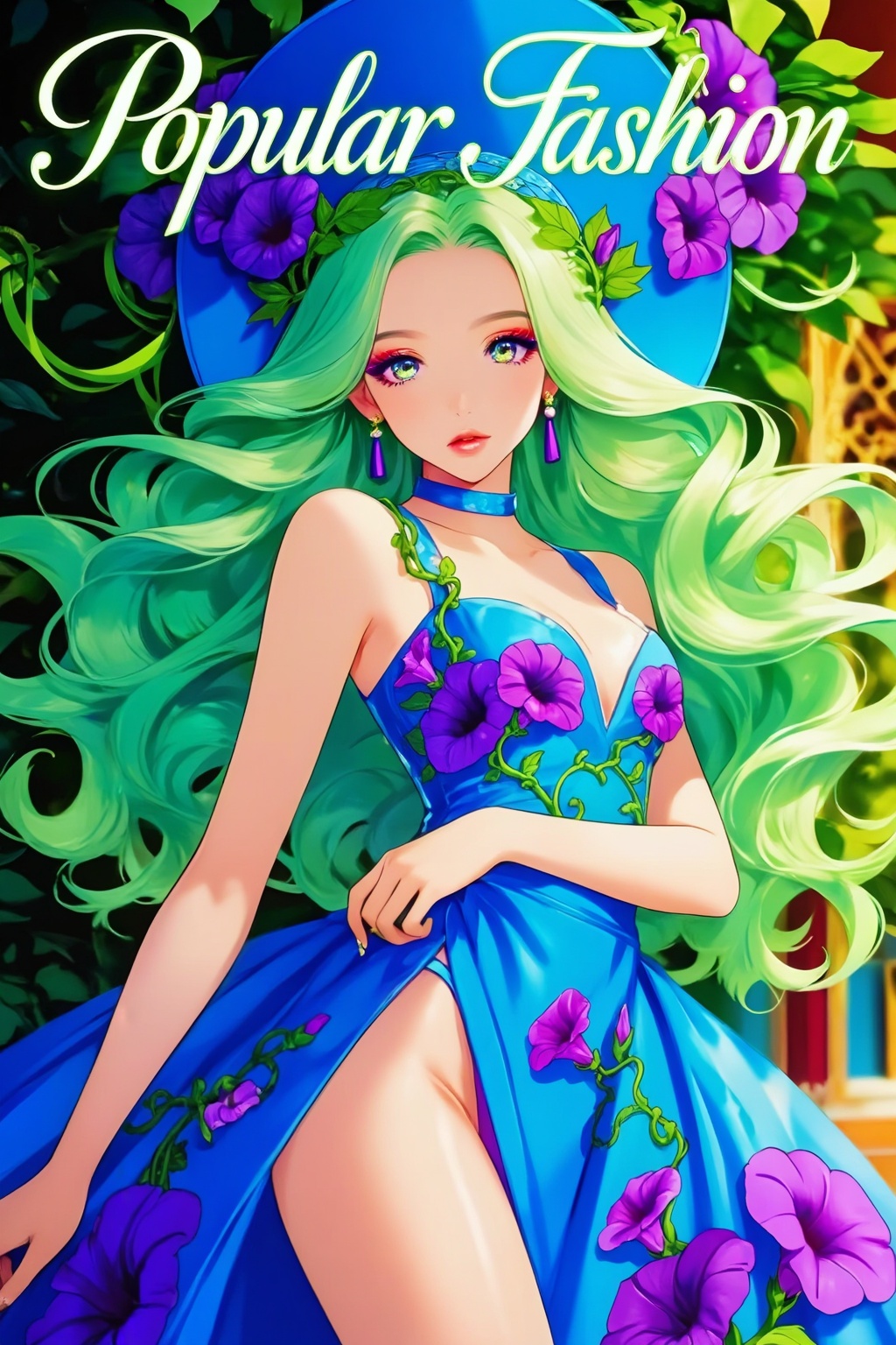 Top quality. Inspiration: Cover design. Cover: A long-haired girl gazes intently at the camera,  wearing a headdress. Full...
