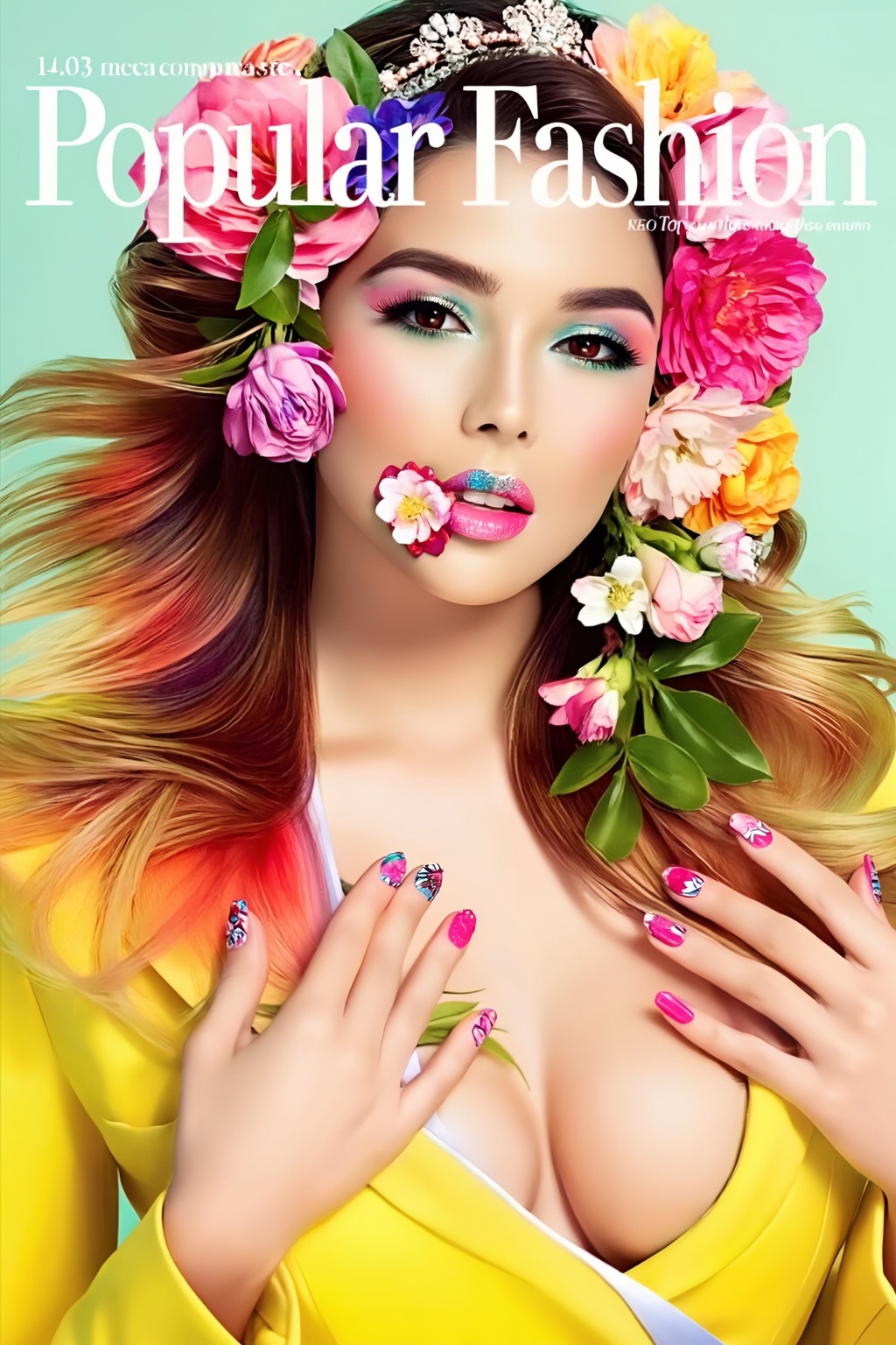 Top quality. Inspiration: Cover design. Cover: A long-haired girl gazes at the camera with deep eyes,  wearing a hair acce...