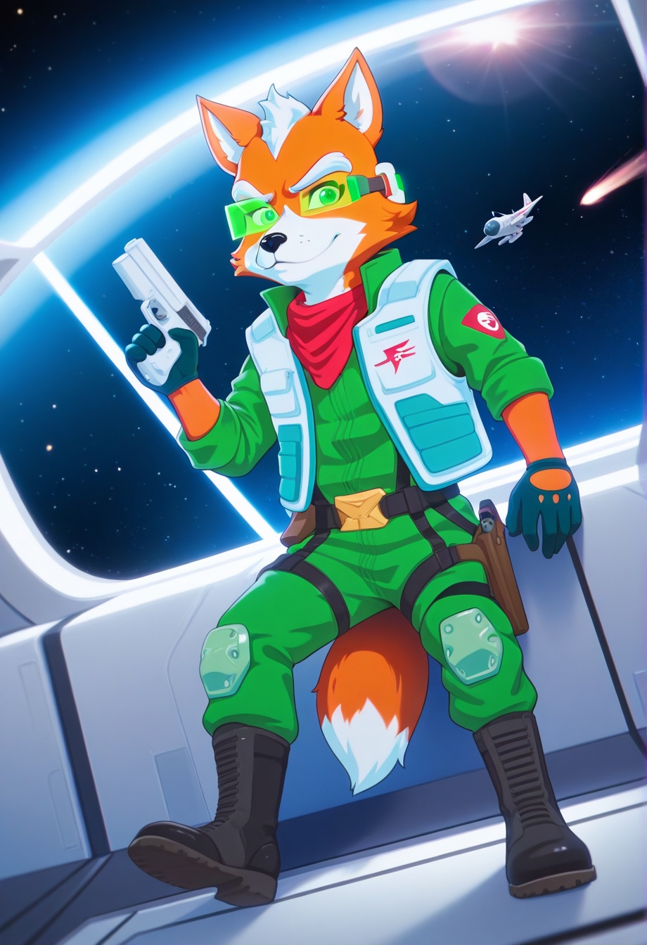 foxmgm,  green eyes,  green jumpsuit on Tensor.Art