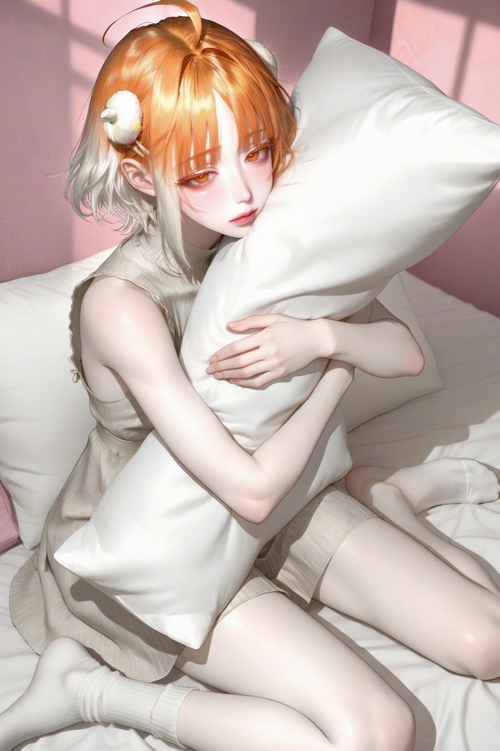 Pale skin,  gentle face,  half-closed eyes on Tensor.Art