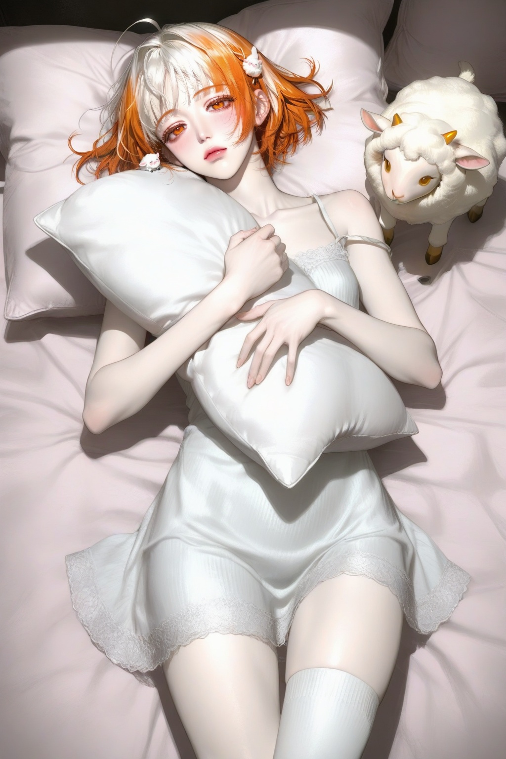 Pale skin,  gentle face,  half-closed eyes on Tensor.Art