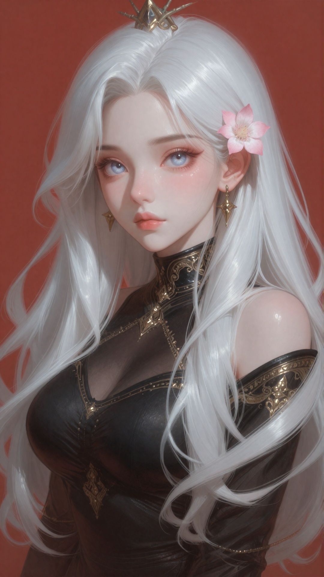 this is a digital painting of a fantasy female character with an ethereal,  otherworldly appearance,  she has long on Tens...