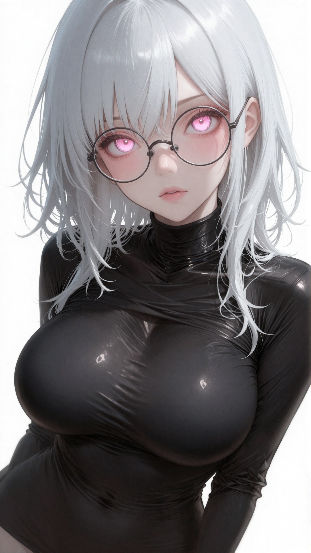 this is a digital artwork in a highly detailed,  semi-realistic anime style,  the image features a young woman with a pale...
