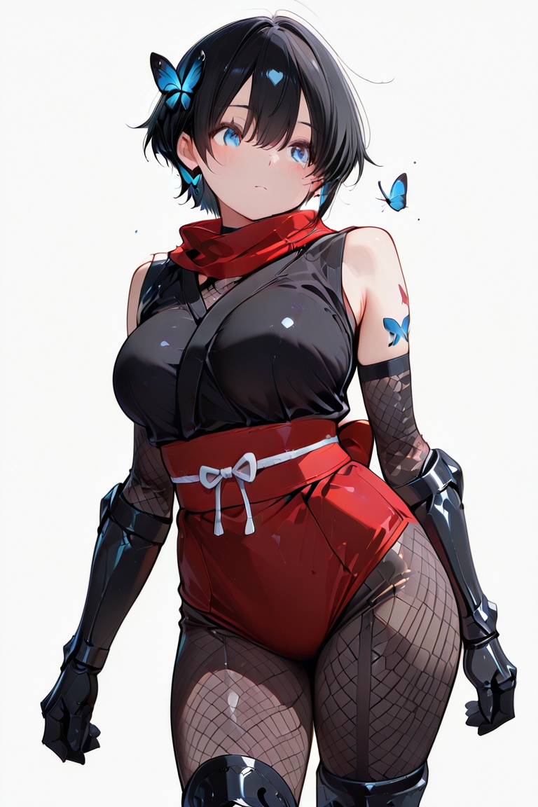 buruma Ninja (Beautiful breasts,  tattoos on clothing) Ninja costume & buruma ,  super short hair on Tensor.Art