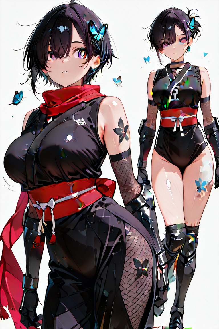 BURUMA Ninja (Beautiful breasts,  tattoos on clothing) Ninja outfit & BURUMA ,  Very short hair on Tensor.Art